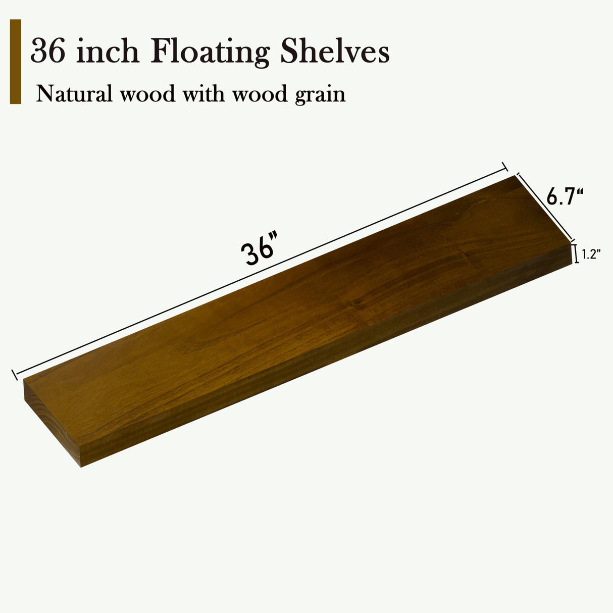 ROGMARS 36 Inches Long Walnut Floating Shelves,Rustic Solid Wood Farmhouse Wall Shelves with Invisible Brackets for Bathroom, Living Room, Bedroom, Kitchen Set of 2 ROGMARS