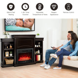 Tangkula 70" Mantel Fireplace, 750W/1500W Electric Fireplace w/Mantel & Built-in Bookshelves, 28.5-Inch Fireplace w/Remote Control, 1-8H Timer, Adjustable Flame Brightness & Color (Espresso) Tangkula