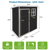 Shaical Outdoor Storage Shed 5 x 3 FT Resin Shed with Floor and Window, Sloping Roof Outdoor Shed with Lockable Door, Plastic Tool Shed for Patio, Garden, Backyard, Yard, Lawn, Black Shaical