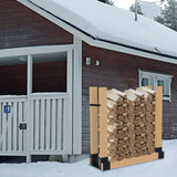 Foozet Firewood Rack Outdoor with Wood Screws Log Rack Heavy Duty Steel Adjustable to Any Length Station Firewood Bracket Kit Black Medium Foozet