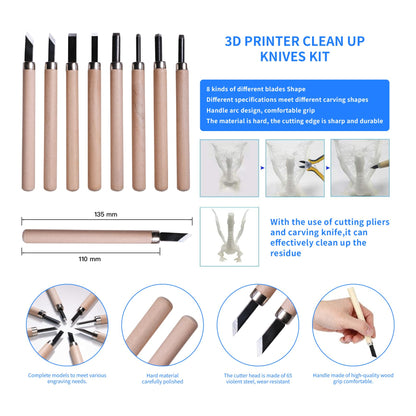 Durable & Portable 3D Printer Tools Kit, Essential 3D Printer Accessories, 21 Pcs (Knife, Brush, Sanding Stick, Wire Cutter, Spatula and More), for Removing, Smoothing, Finishing, Deburring,  - WoodArtSupply