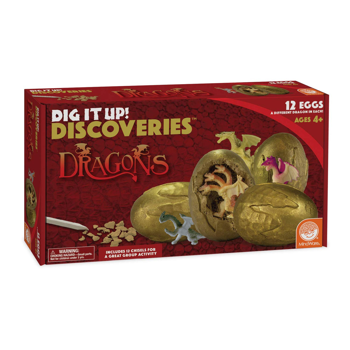 MindWare Dig It Up! Discoveries Dragon Eggs Dig Kit - Includes 12 Dragon Eggs with Toys Inside, Chisel Tools, Instruction Sheets & Excavation Guidebook MindWare