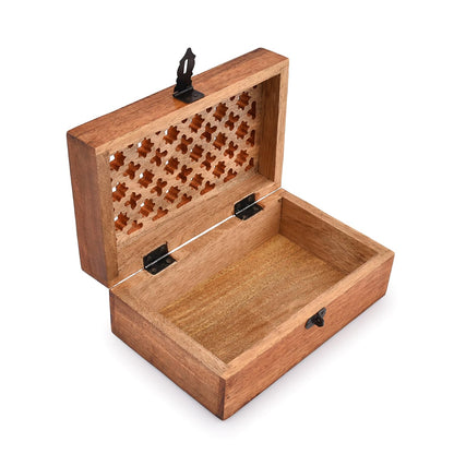 NIRMAN Mango Wood Decorative Wooden Box with Hinged Lid Wooden Storage Box, Decorative Bo xes With Lids (8" x 5" x 3")