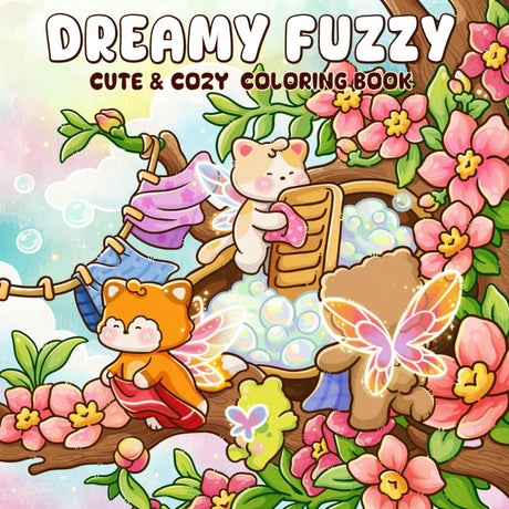 Dreamy Fuzzy: A Cute & Cozy Coloring Book for Adults and Teens Featuring Adorable Animals Friends in Magical Scenes for Stress Relief WoodArtSupply