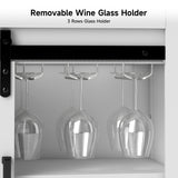 Real Relax Coffee Bar Cabinet, Farmhouse Sideboard Buffet Cabinets with Storage, Wine Glass Rack, Sliding Barn Door, Buffet Table for Kitchen, Dining Room, Entryway, White Real Relax