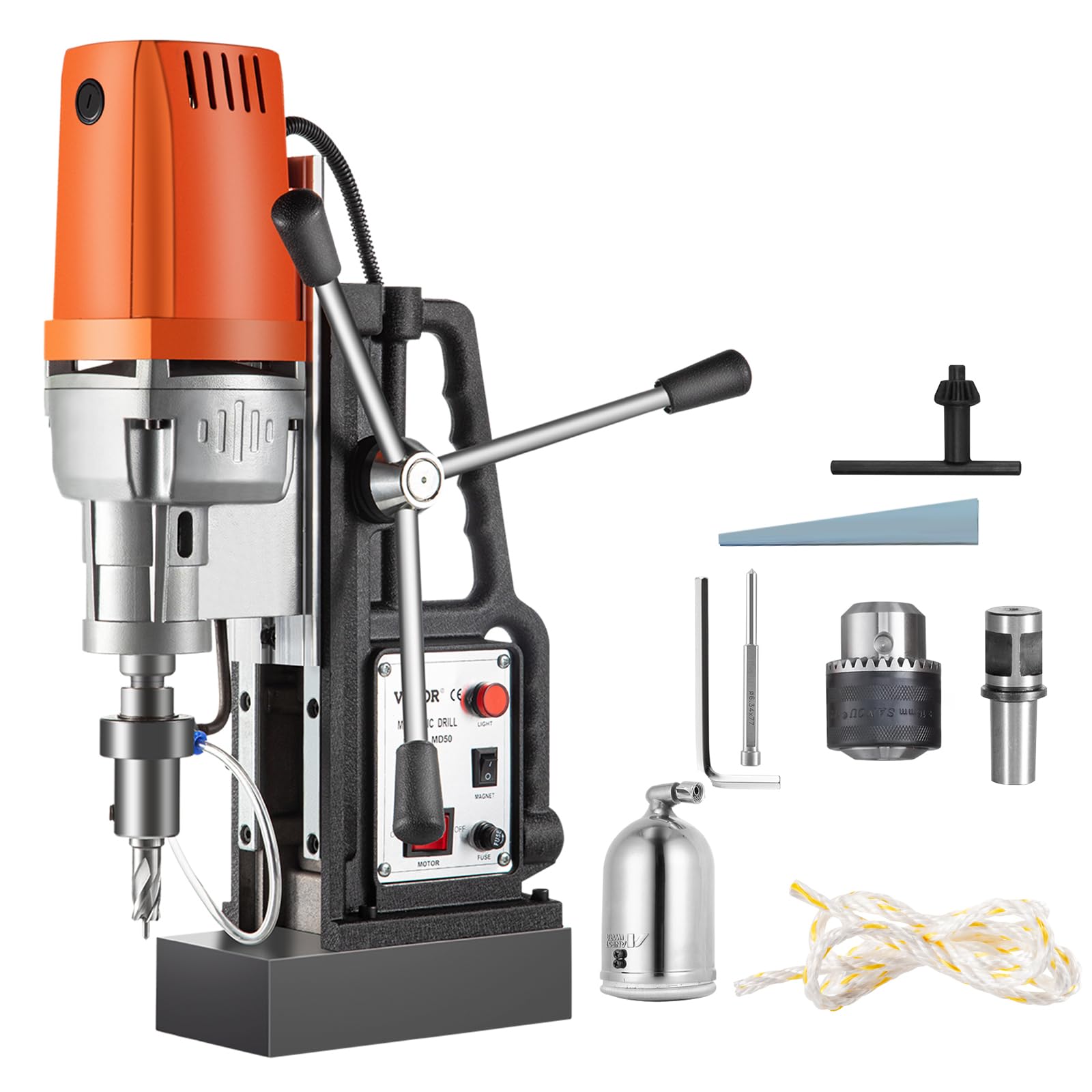 VEVOR 1680W MD50 Magnetic Drill 300 RPM Spindle Speed Electric Magnetic Drilling System with 2 Inch Boring Diameter and 2900 LBS Magnet Force - WoodArtSupply