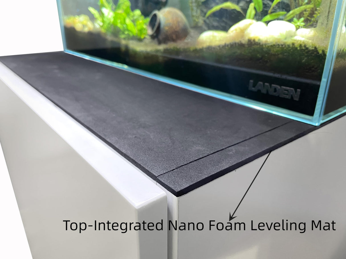 LANDEN Aquarium Wooden Stand and Cabinet for up to 30 Gal Tank, Fish Sea Salt Water Tank Stand, Nano Foam Leveling Mat Included, W23.6xD17.7xH31.49in,Wooden Matte White Painted (Stand Only) LANDEN