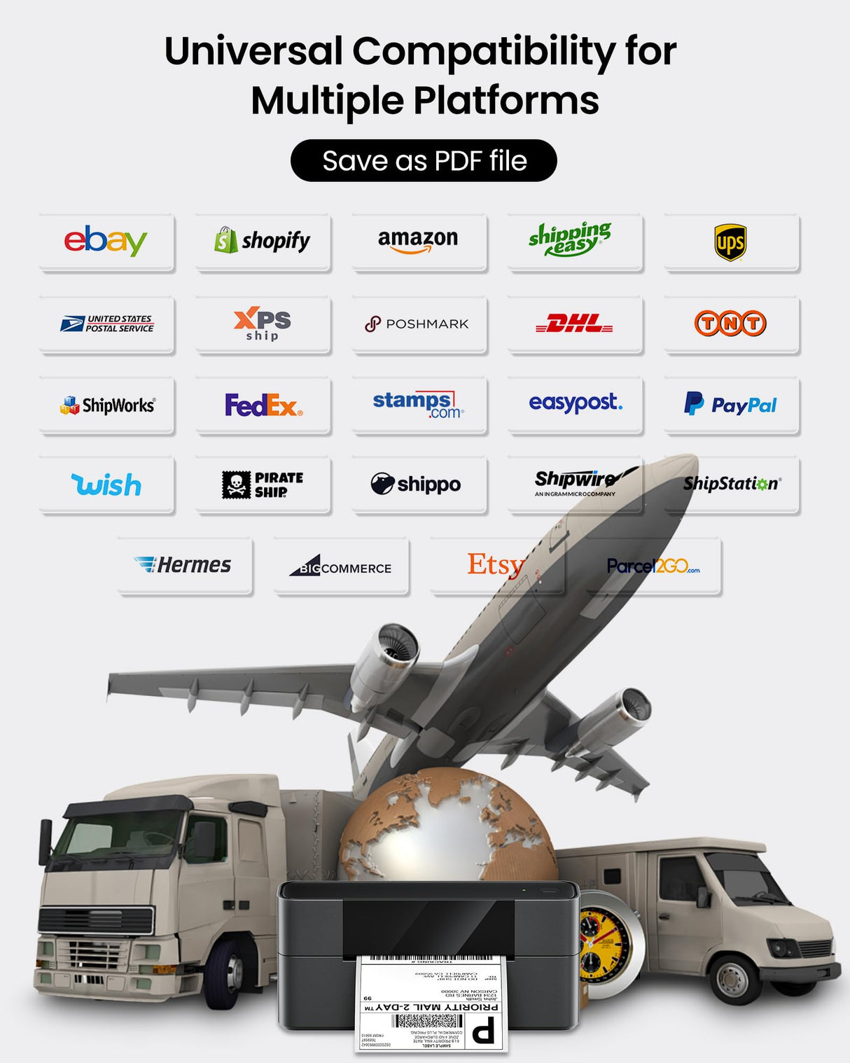 Itari Bluetooth Thermal Shipping Label Printer, 245-BT Wireless Label Printer 4x6, Desktop Label Printers for Small Business & Shipping Packages, Support iOS, Android, Windows, Amazon, Shopify, USPS Itari