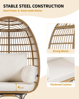 GAOMON 360 Swivel Wicker Egg Chair, Indoor Outdoor Rattan Lounge Chairs with Cushions for Indoor Living Room Bedroom Outside Patio Backyard Balcony GAOMON
