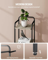 Hzuaneri Bookcase Bookshelf, Narrow Book Shelf, Industrial Corner Shelf Storage Organizer, Slim Shelving Unit for Home Office, Living Room, Bedroom, Kitchen, 5-Tier Greige and Black BC24505B Hzuaneri