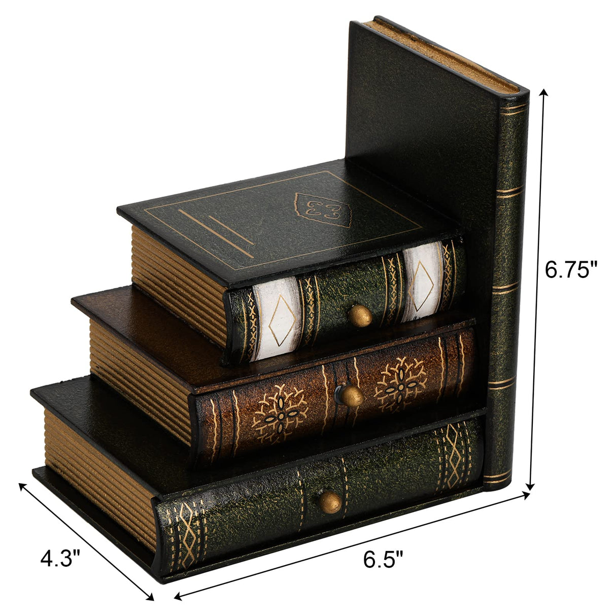 Fasmov Wood Bookends with Desktop Organizer Drawer Units, Decorative Bookends for Shelves, Office Desk Book Holder Stand, 1-Pair Fasmov