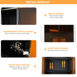 Lvifur Tall Storage Cabinet up to 70", LED Kitchen Pantry Cabinet with Human Body Induction, 5 Tier Bookcase Display Cabinet with Adjustable Shelves for Living Room Office (Black) Lvifur