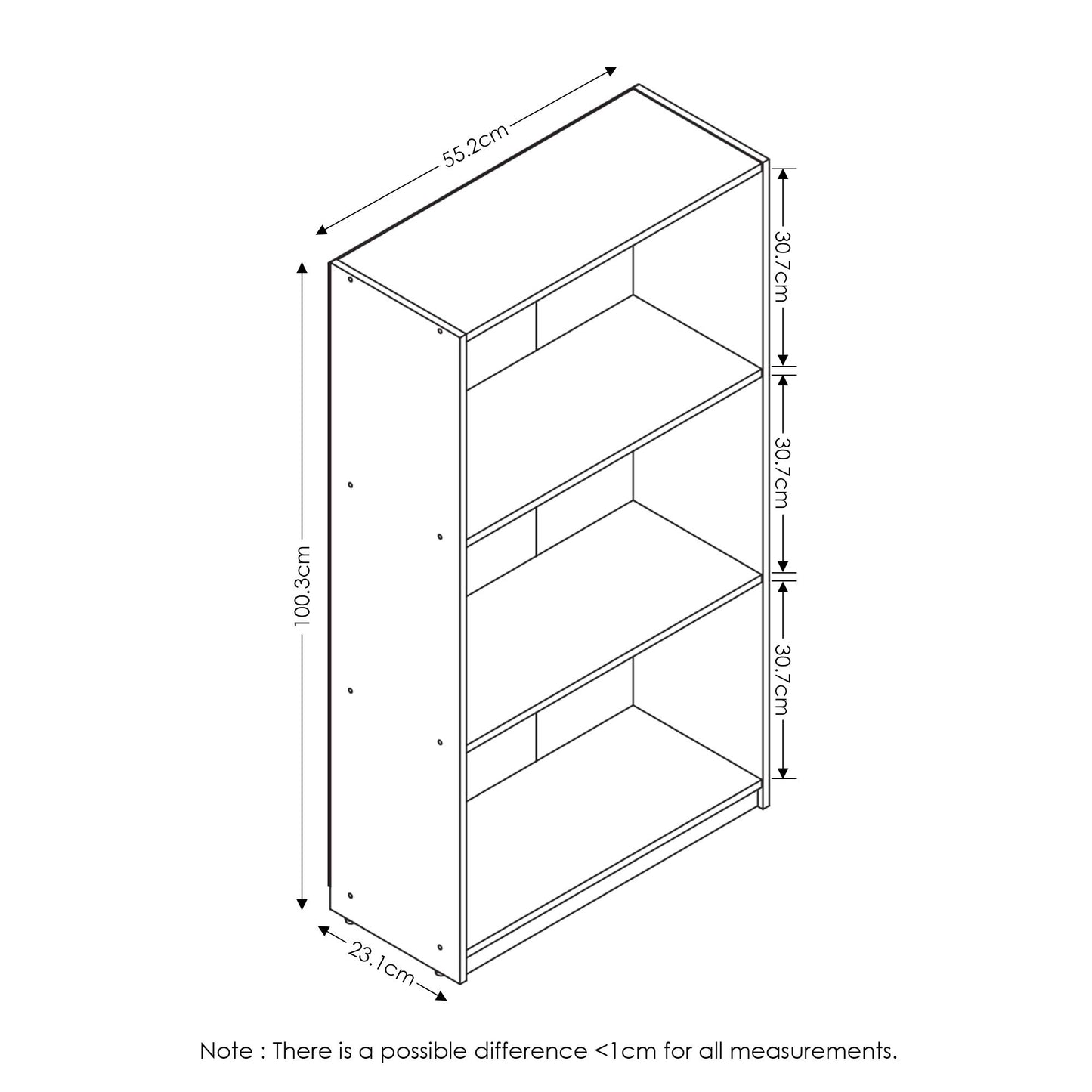 FURINNO Basic 3-Tier Bookcase Storage Shelves, Columbia Walnut - WoodArtSupply