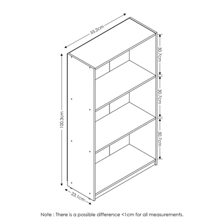 FURINNO Basic 3-Tier Bookcase Storage Shelves, Columbia Walnut FURINNO