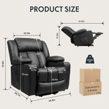 FLEXISPOT XL31 Power Lift Recliner Chair for Elderly, Oversized Electric Leather Lift Chair with Cup Holders, Side Pockets, Massage Reclining Chair Sofa for Living Room Bedroom (Black) FLEXISPOT
