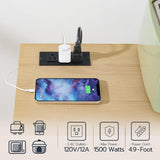 HOOBRO Kitchen Island with Power Outlet, Rolling Kitchen Island on Wheels, White Kitchen Cart with Door Cabinet, Island Table with Storage, Wine Rack and Spice Rack, White and Natural WN16UZD01 HOOBRO