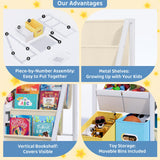 LATIBELL Kids Bookshelf Toy Storage Organizer - Book Shelf for Kid Rooms, 6 Toy Bins for Kid Organizer and 3 Sling Kids Bookcase, Toddler Baby Montessori Nursery Bookshelf Childrens Book Rack Display LATIBELL