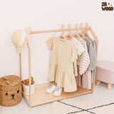 Personalized Small Clothes Rack for Hanging Clothes - Kids Dresser Dress Up Rack For Little Girls Clothing Rack for Kids Boys Toddler - Montessori Shelf Wardrobe Closet For Baby Clothes Kids Furniture 2B WOOD