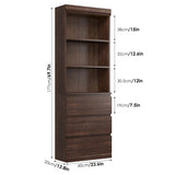 GarveeHome 70" Tall Bookcase with Drawers, Bookshelf w/ 3 Tier Open Shelves & 3 Storage Drawers, Modern Deep Storage Book Shelf Storage Cabinet Organizer for Living Room Office Library (Brown) GarveeHome