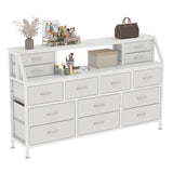 DrawXynth White Dresser for Bedroom, 55" TV Stand with 14 Drawers, Long Dresser & Chests of Drawers with Shelves & Sturdy Metal Frame & Wood Top DrawXynth