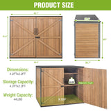 Joyqinchen Outdoor Storage Shed with Strong Metal Frame, Wooden Garden Sheds with Adjustable Shelves and Removable Floor, Weatherproof Outdoor Trash Can Shed, Horizontal Storage Cabinet for Patio Joyqinchen