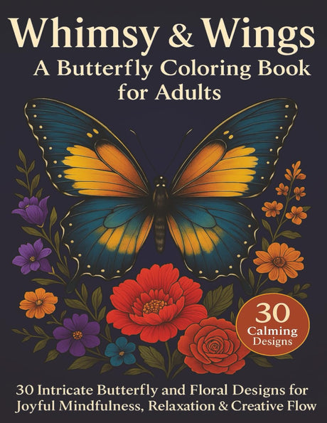 Whimsy & Wings – A Butterfly Coloring Book for Adults: 30 Intricate Butterfly and Floral Designs for Joyful Mindfulness, Relaxation & Creative Flow ... Collection for Calm, Creativity & Joy) Majosta