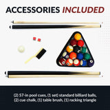 Hathaway Jupiter 7 Ft Heavy Duty Pool Table – Includes Cue Sticks, Billiard Balls, Brush – Modern Look for Family Billiards Games Room – Red Felt with Black Finish Hathaway