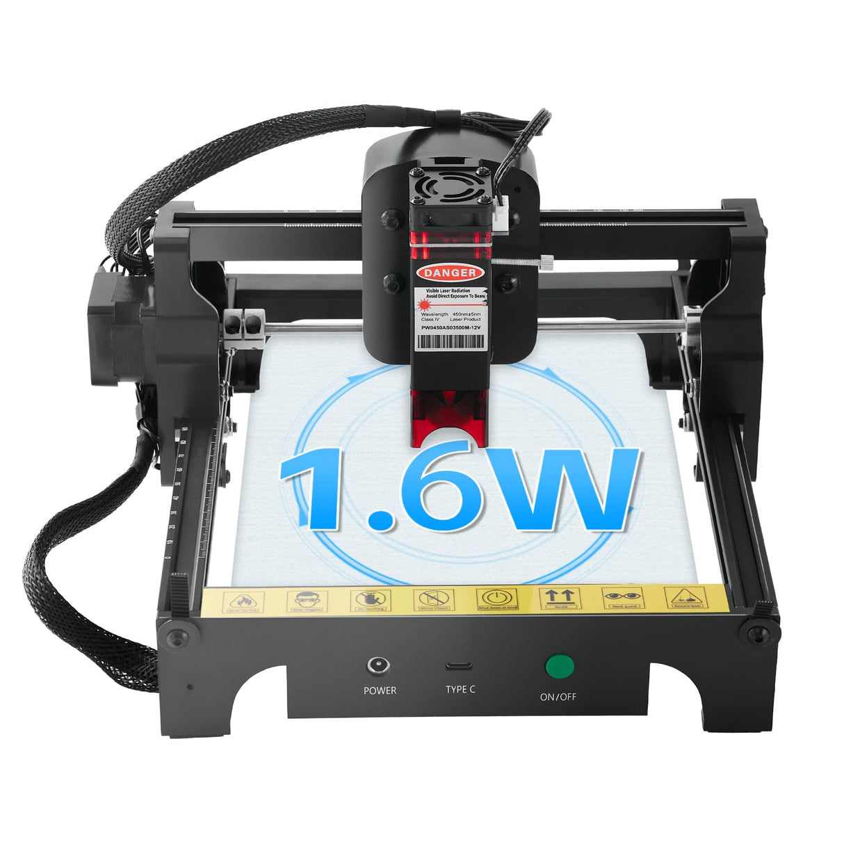 Roomark Laser Engraver Machine, 1.6W Output Laser Cutting Machine, Engraving Wood and Metal, 130 * 130mm Maximum Working Size, Laser Cutter and Engraver Machine Roomark