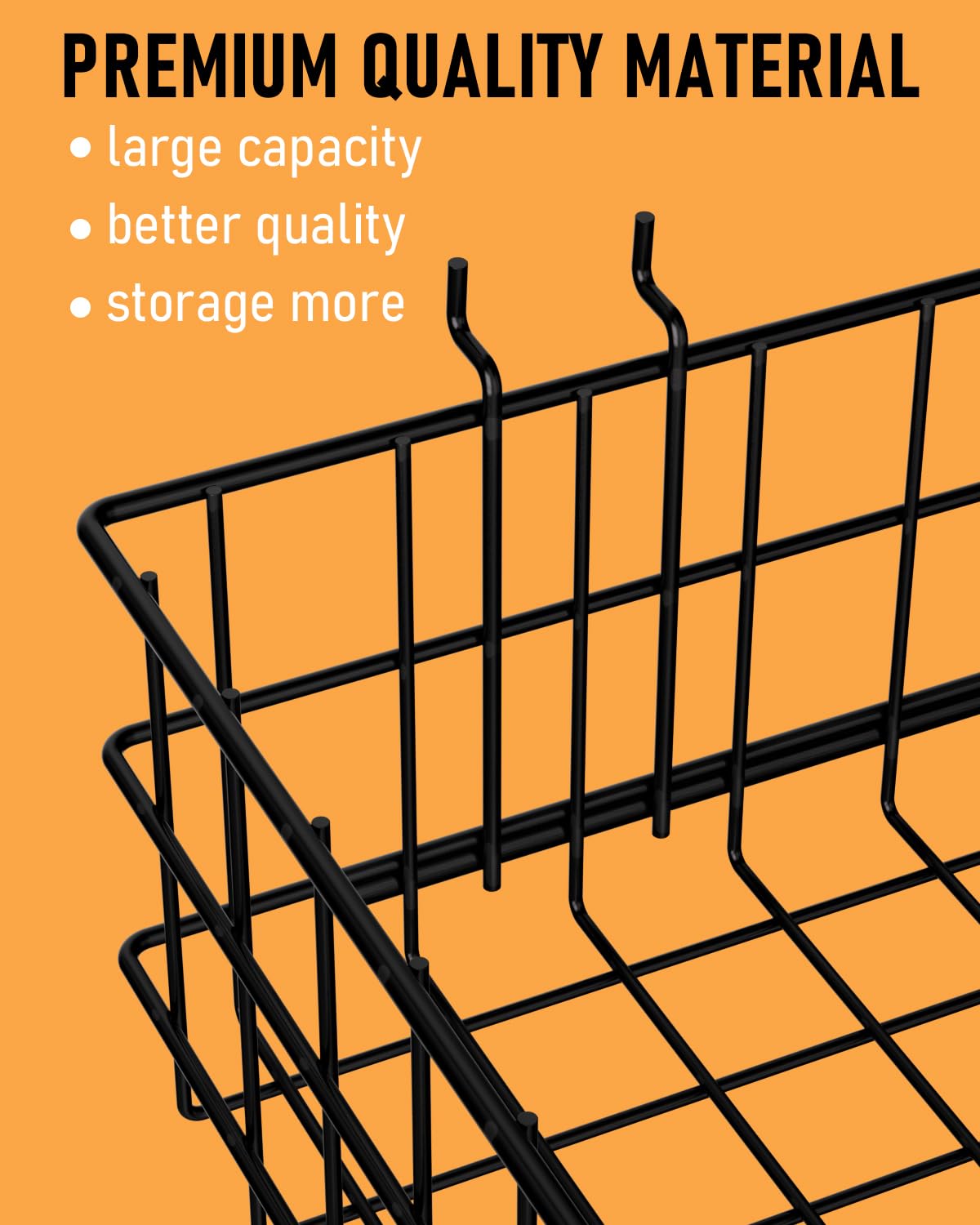 INCLY 4 Pack Pegboard Baskets Bins Set, 4 Size Square Style Black Metal Wire Basket for Any Peg Board Organizing Tools, Pegboard Accessories for Workbench Garage Wall Storage Attachments INCLY