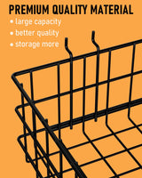 INCLY 4 Pack Pegboard Baskets Bins Set, 4 Size Square Style Black Metal Wire Basket for Any Peg Board Organizing Tools, Pegboard Accessories for Workbench Garage Wall Storage Attachments INCLY