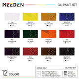 MEEDEN Oil Paint Set - 12 x 22ml (0.74 oz) Color Oil Paints for Adults Students Beginners- Rich Pigment Art Paints for Canvas Painting MEEDEN