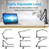 HaFundy LED Desk Lamp for Home,Office,Reading,Adjustable Eye-Caring Desk Light with Clamp,Swing Arm Lamp Includes 3 Color Modes,10 Brightness Levels Table Lamps with Memory Function HaFundy
