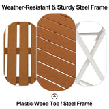 Aug-guan 3 Piece Outdoor Bistro Set with Yellow Wood-Look Tabletop, Patio Table and Chairs Set of 2, Folding Small Balcony Furniture for Garden, Deck, Porch, Outdoor Bistro Patio Set Aug-guan