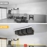 WALMANN Overhead Tote Storage Rail System, Garage Ceiling Bin Storage Rack Heavy Duty Adjustable Tote Slide Rails(White, Bins not Included) WALMANN