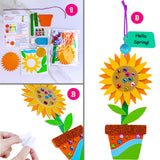 Winlyn 24 Sets Potted Flower Craft Kits DIY Potted Flower Ornaments Decorations Tulip Sunflower Foam Stickers Arts and Crafts for Kids Classroom Activities Birthday Spring Summer Camping Party Favors Winlyn