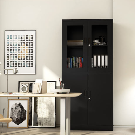 Letaya Storage Cabinet with Doors and Shelves,71" Steel Locker Acrylic Glass Door with Lock, for School Home Office Letaya
