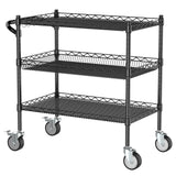 Leteuke 3 Tier Rolling Carts with Wheels,990Lbs Heavy Duty Rolling Utility Cart,NSF Commercial Grade Metal Cart with Handle&Shelf Liner,Trolley Serving Cart for Kitchen,Restaurant,Plant Display,Black Leteuke