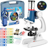 58-Piece Kids Microscope Kit - 100X-1200X Magnification, Metal Body, LED Light, Carrying Box - Science Experiment Toy for Kids Ages 5-12 Uarzt