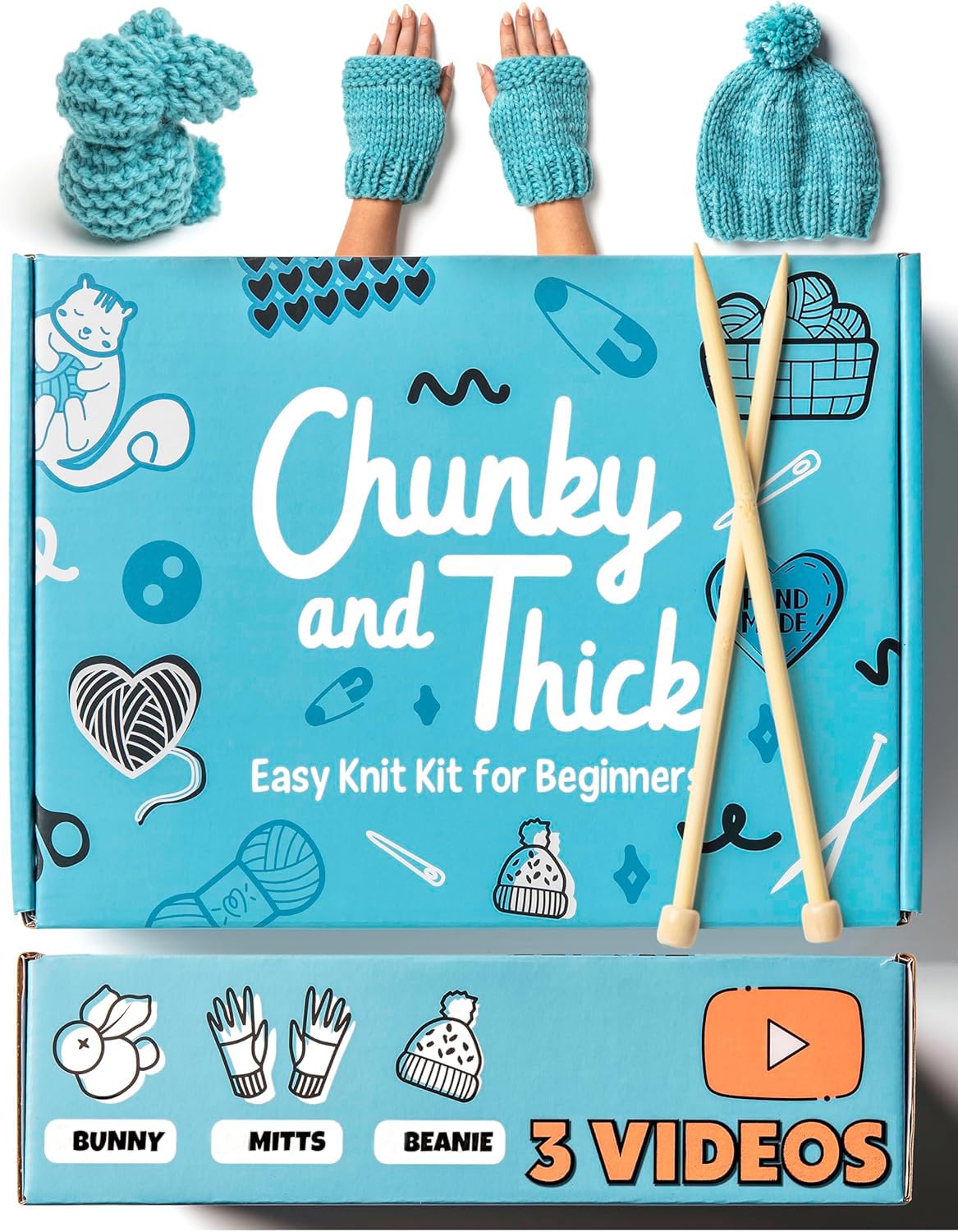 Complete Knitting Kit for Beginners - Learn to Knit Kit with Knitting Accessories Like Thick Beginner Yarn, Bamboo Needles for Beginners & More - Includes Video Tutorials & Written Guide Granny Squirrel