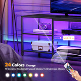 HOOBRO LED TV Stand for 75 Inch TVs with Charging Station, Gaming Entertainment Center with 3-Tier Open Storage, Long 63” Media TV Console Table, TV Stand for Living Room, Bedroom, Black BB21UDDS01 HOOBRO