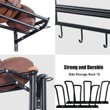 FelRelWel Garage Sports Equipment Storage Rack with Separate Shelf, Ball Rack, Sport Equipment Organizer withHooks for Badminton Racket, Basketball Rack for Basketball Football Rugby FelRelWel