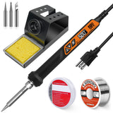 Soldering Iron, 160W Soldering Tool, LED Display Temperature Control Accurate 392°F-932°F, with ON/OFF Switch, 3 Iron Tips, Stand,Flux, Automatic Sleep Mode K KERNOWO