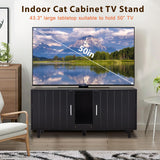 YDTOP Cat Litter Box Enclosure for 2 Cats, Double Hidden Litter Box Furniture with Scratcher, Large Wooden Cat House, Black YDTOP