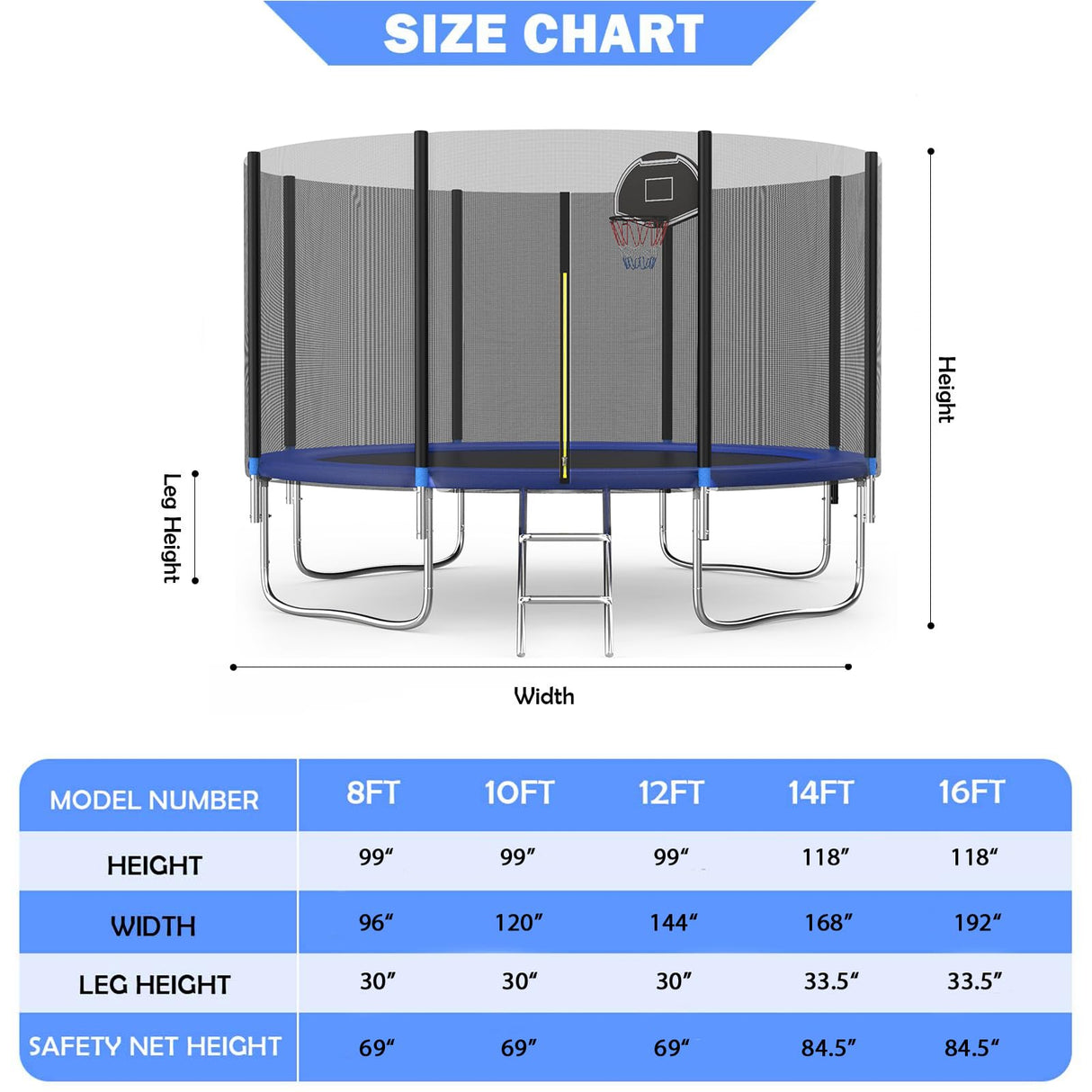 Tranpoline 12FT Tranpoline with Safety Enclosure Net,Tranpolines with Basketball Hoop,Outdoor Tranpoline and Tranpolines for Kids and Adults for Backyard Park ASTM Approved SENCHO GINSYTALIOR
