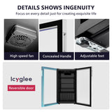 Icyglee Beverage Refrigerator Cooler - 126 Can Mini Fridge with Glass Door for Soda Beer or Wine, Beverage Cooler for Home, Office, Bar with Adjustable Removable Shelves, Silver Icyglee