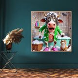 Funny Cow Diamond Painting Kits for Adults Beginners, 5D Diamond Art Kits for Adults, Gem Arts and Crafts for Beginners, Full Round Drill Paint with Diamond for Home Wall Decor 14X14 Inches uuxsretaio