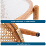 VINGLI 25.6" Rattan Coffee Table, Round Water-Wave Glass Metal Center Table, Modern Coffee Table with 2-Tier Storage, Farmhouse Circular Coffee Table for Living Room and Small Space, Natural Vibe VINGLI