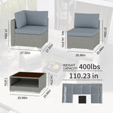 Aug-guan Patio Furniture Set 7-Piece, All-Weather Outdoor Conversation Set Sectional Sofa with Water Resistant Grey Thick Cushions and Coffee Table（Grey） Aug-guan