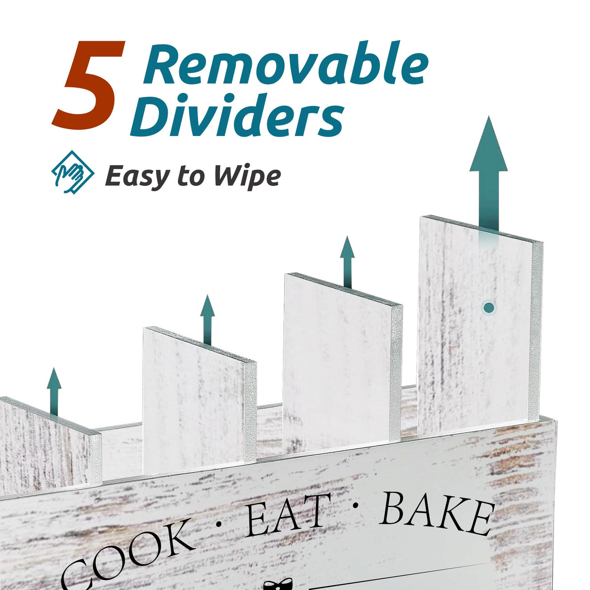 Suli Extra Large Kitchen Utensils Holder with 4 Compartments, Wooden Utensil Organizer for Kitchen Countertop, Farmhouse Kitchen Decor, Rustic Cooking Utensil - White grain Suli