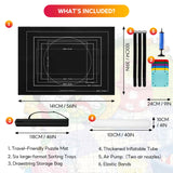 Jigsaw Puzzle Mat Roll Up to 1500 2000 3000 Piece Portable Table Puzzle Board Mat Saver Keeper with 6 Sorting Trays, Storage Bag, Inflatable Roller, Smooth Top & Non-Slip Felt Bottom for Kids Adults Brmoka